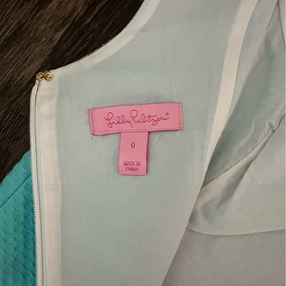 Lilly Pulitzer Blue and Gold Plunge Neckline Dress - Picture 5 of 5